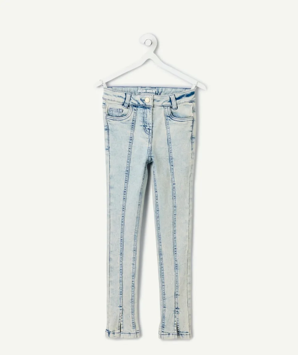 Jean super skinny bleu clair délavé fille