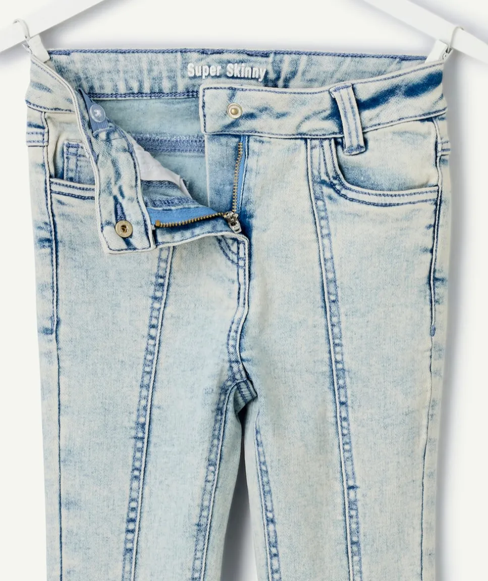 Jean super skinny bleu clair délavé fille