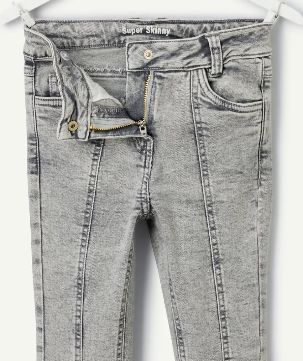 Jean super skinny gris délavé fille