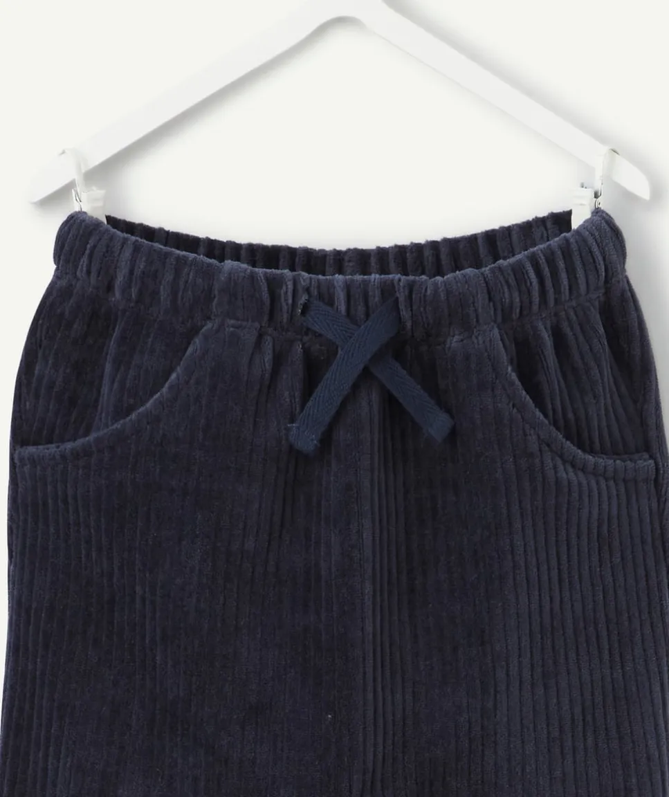 Jogging bébé garçon en velours bleu marine