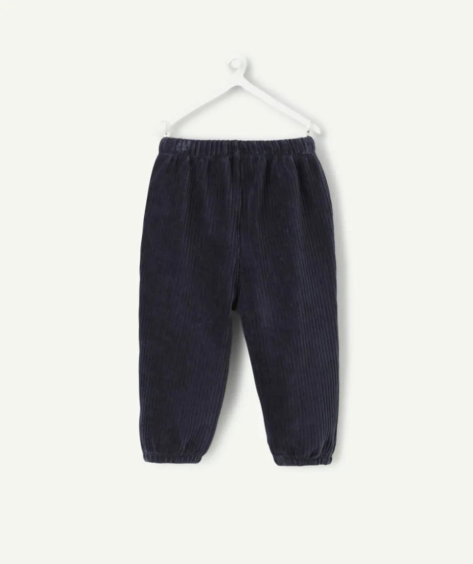 Jogging bébé garçon en velours bleu marine