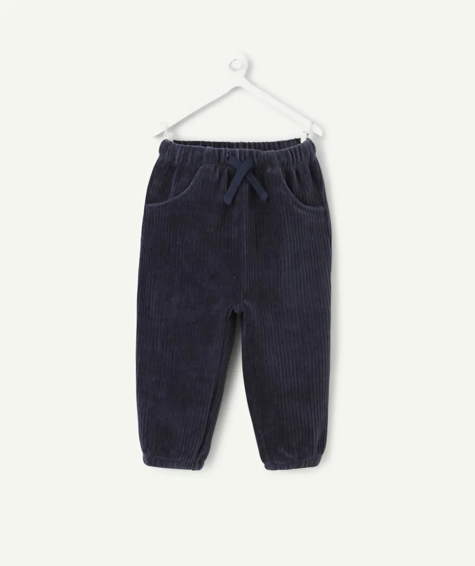 Jogging bébé garçon en velours bleu marine
