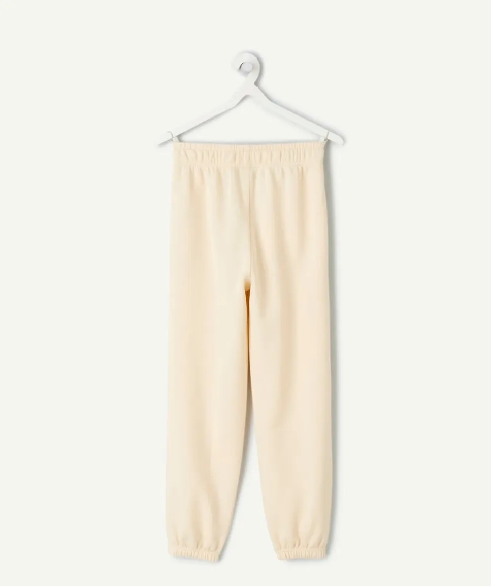 Jogging fille crème imprimé cœur