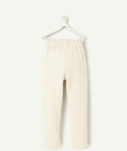 Jogging fille écru chiné avec noeud