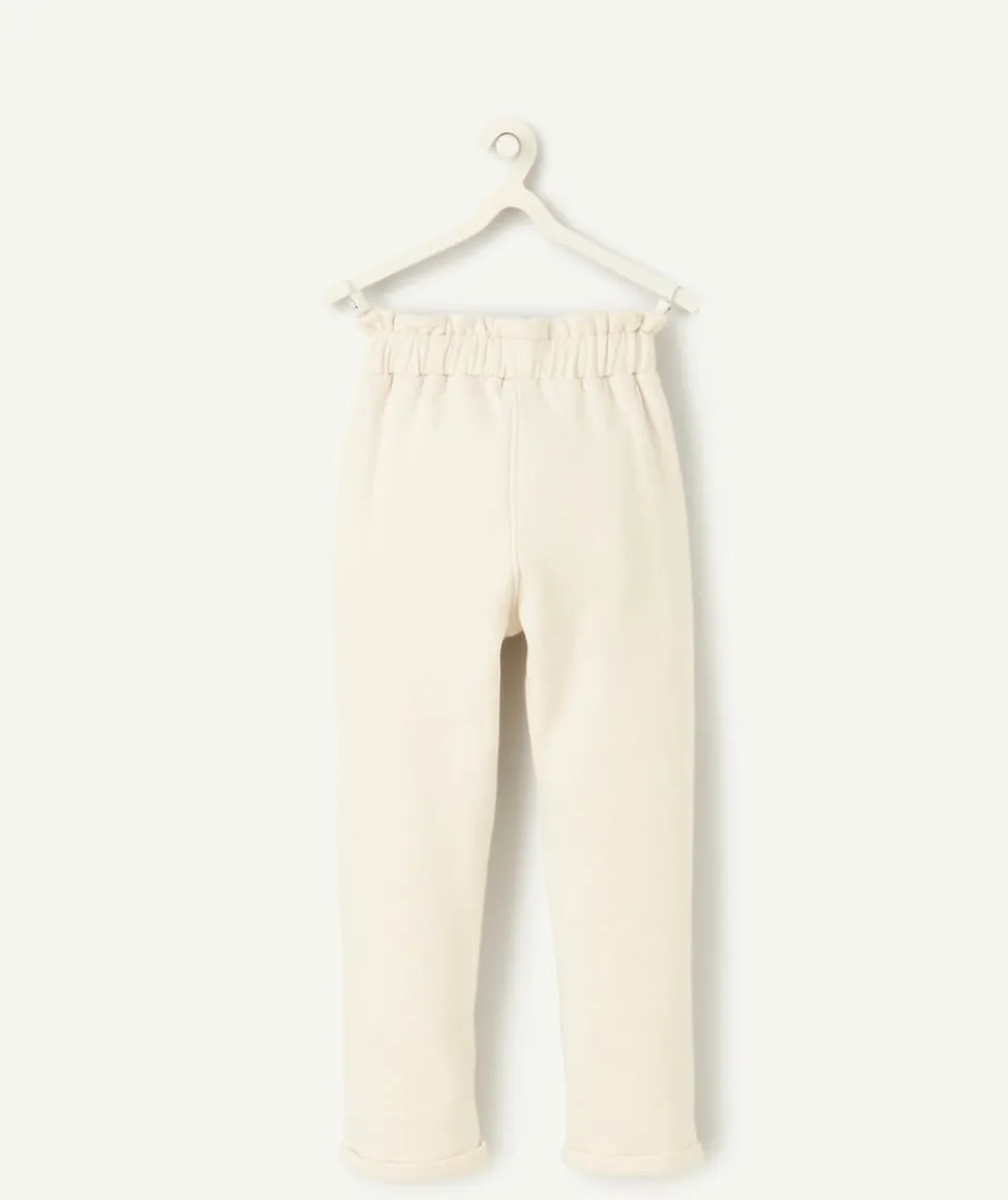 Jogging fille écru chiné avec noeud