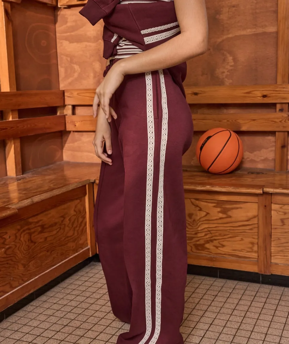 Jogging fille large bordeaux