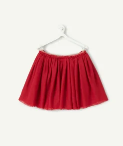 Jupe bébé fille en tulle rouge avec liserés couleur dorée