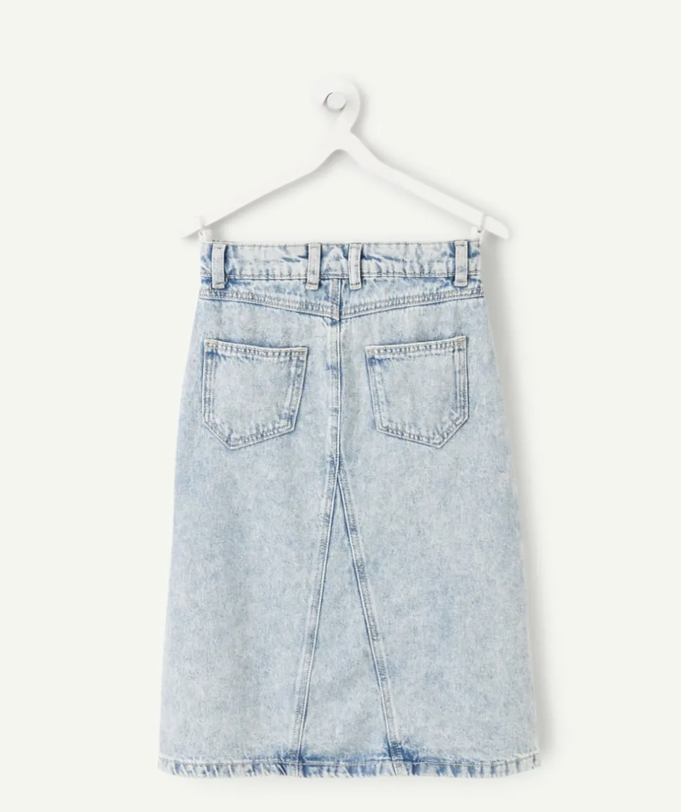 Jupe en jean fille bleue coupe droite