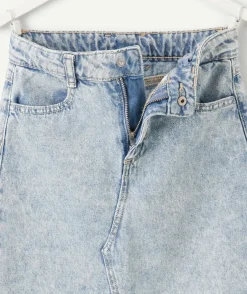 Jupe en jean fille bleue coupe droite