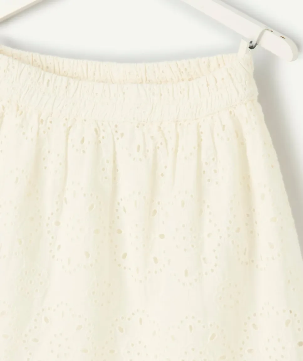 Jupe fille blanche en broderie anglaise