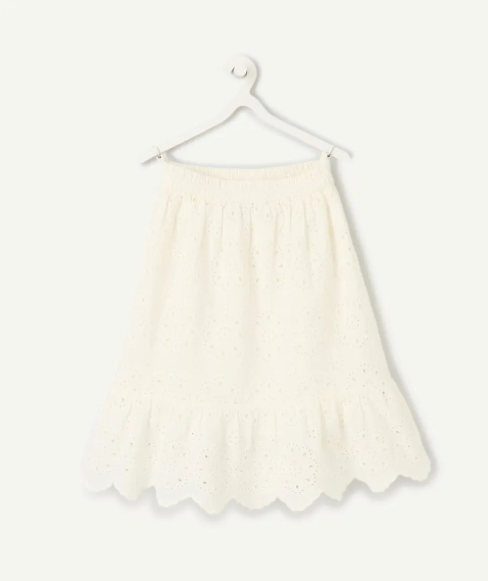 Jupe fille blanche en broderie anglaise