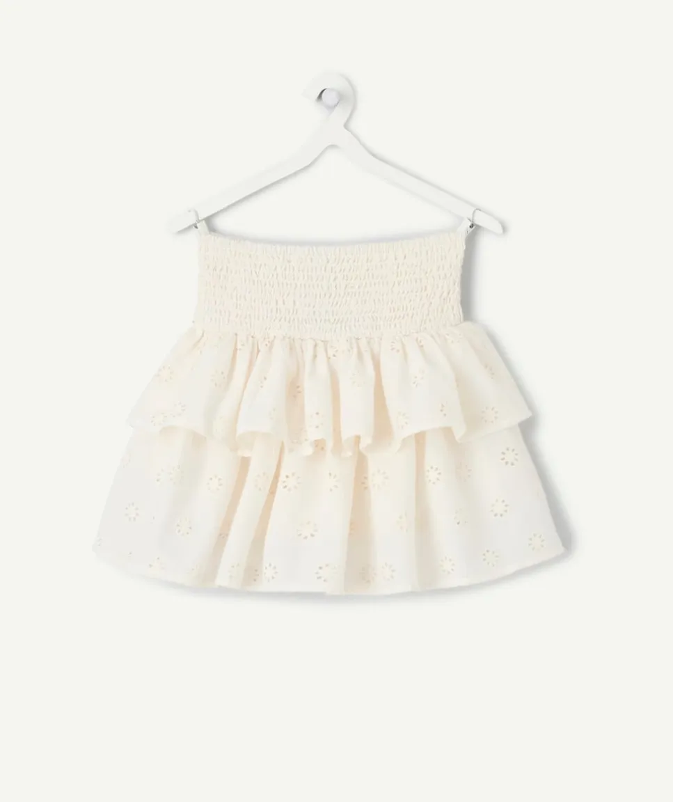 Jupe fille blanche volantée avec short intégré