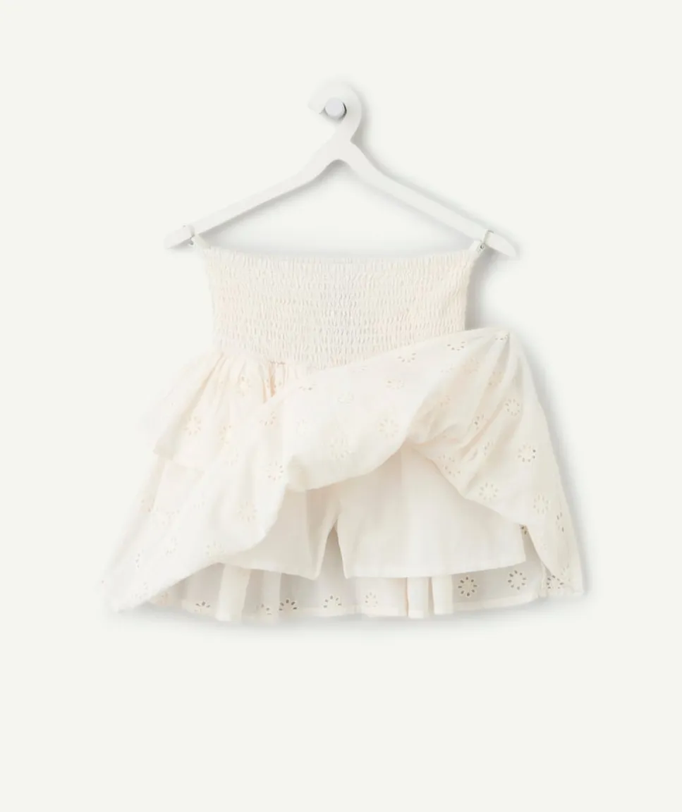 Jupe fille blanche volantée avec short intégré