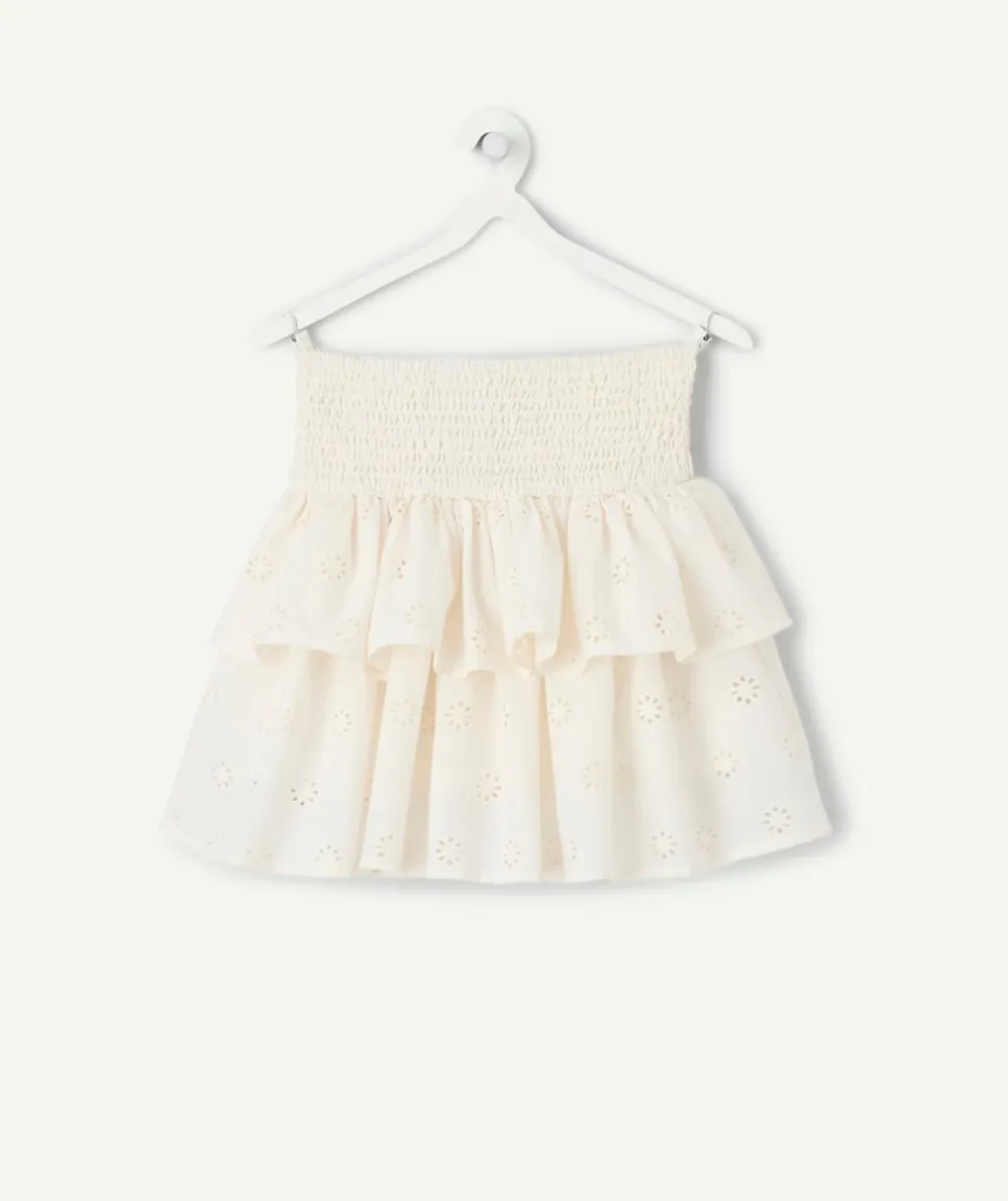 Jupe fille blanche volantée avec short intégré