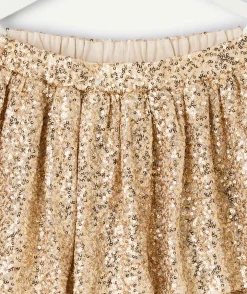 Jupe fille couleur dorée à sequins