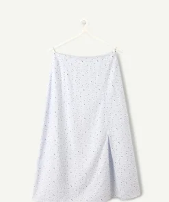 Jupe fille droite bleue fleurie