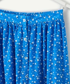 Jupe fille droite bleue imprimée