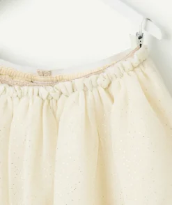 Jupe fille en tulle beige pailleté