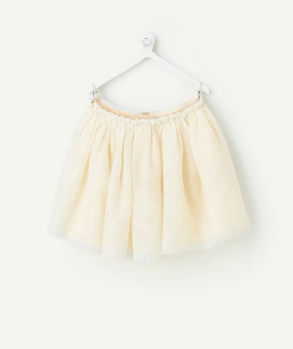 Jupe fille en tulle beige pailleté