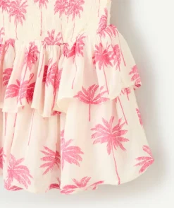 Jupe fille imprimé palmiers roses