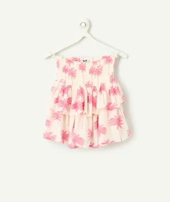 Jupe fille imprimé palmiers roses