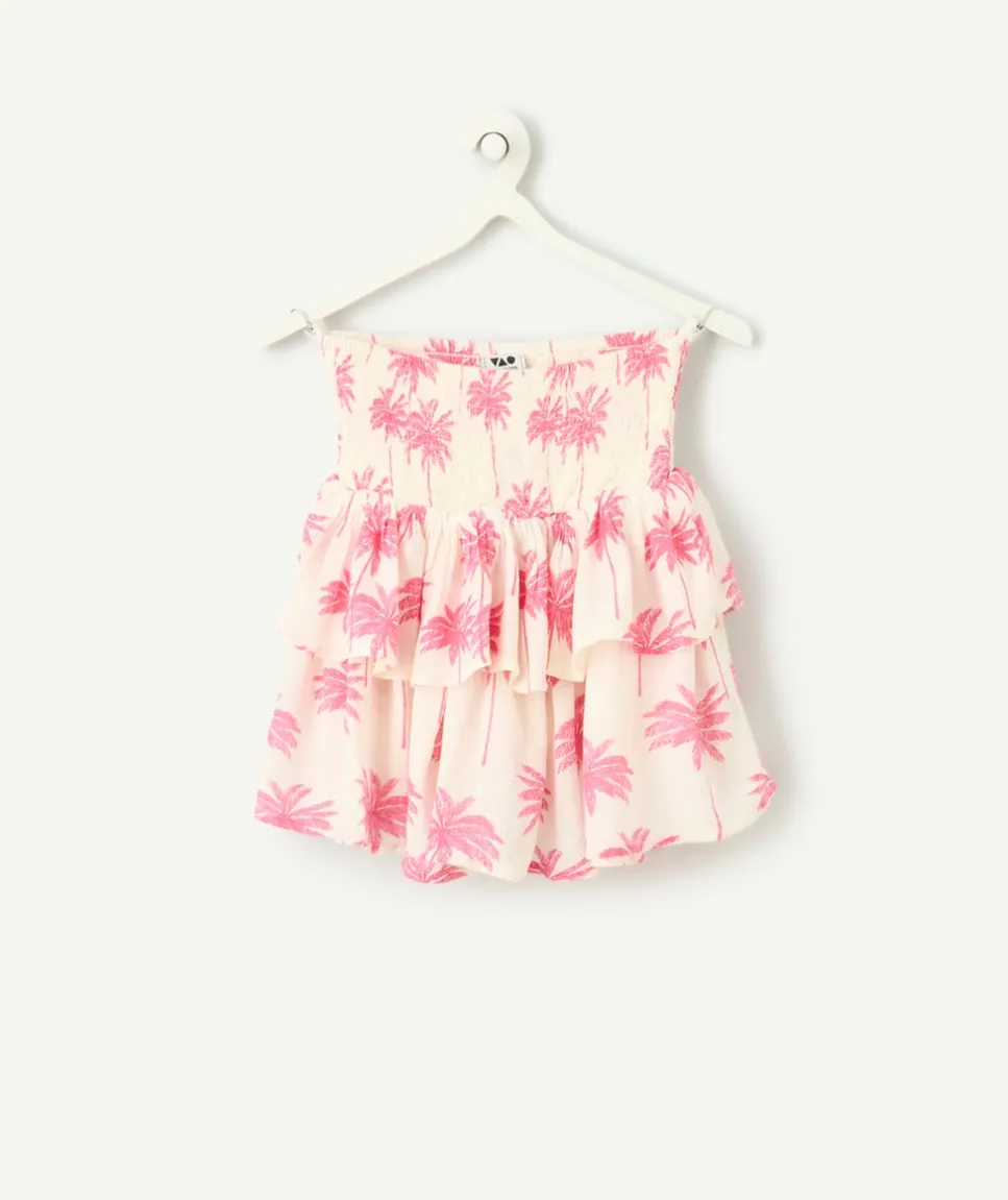 Jupe fille imprimé palmiers roses