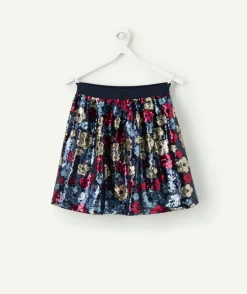 Jupe fille à sequins imprimé floral