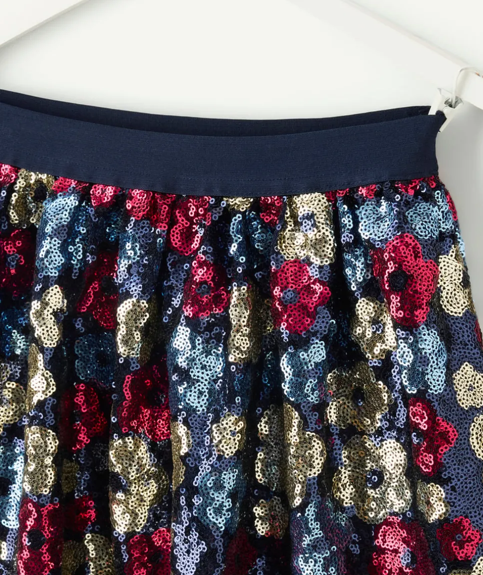 Jupe fille à sequins imprimé floral