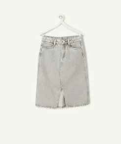 Jupe longue fille denim gris
