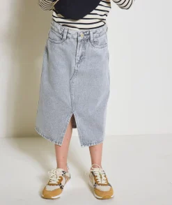 Jupe longue fille denim gris
