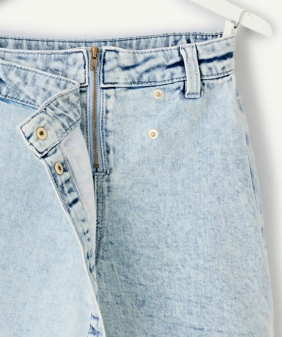 Jupe-short fille denim clair délavé