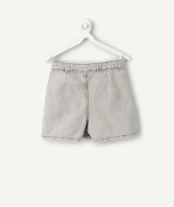 Jupe short fille denim gris zippée