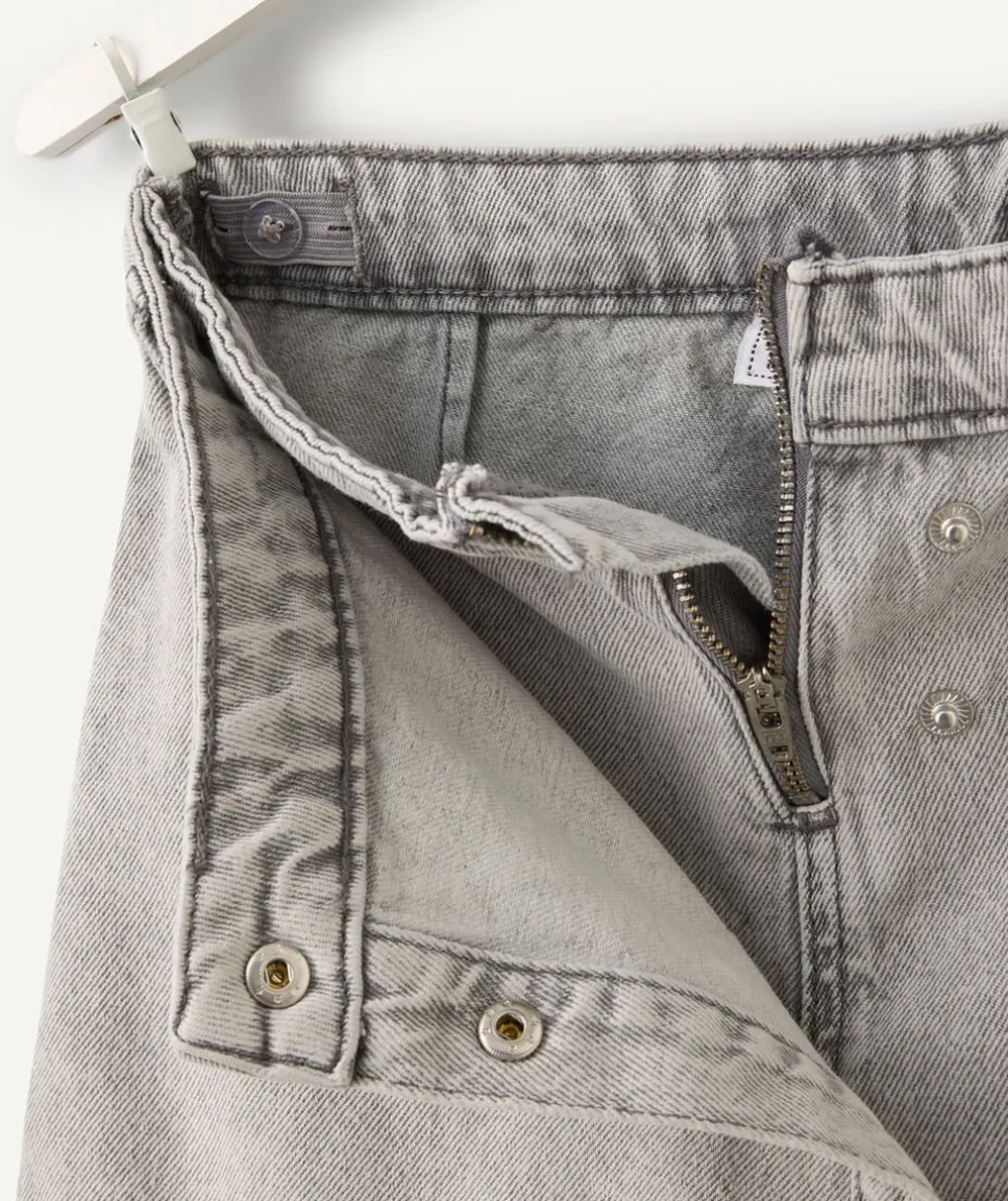 Jupe short fille denim gris zippée