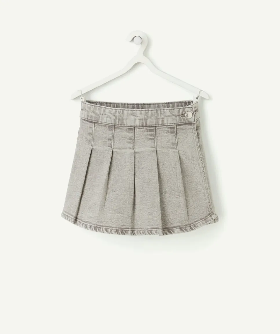 Jupe-short fille grise plissée