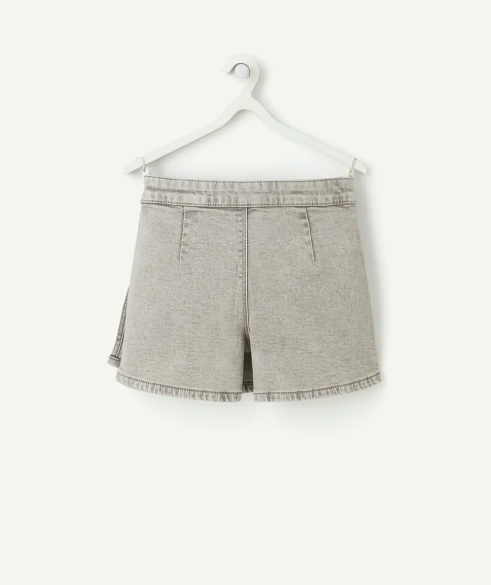 Jupe-short fille grise plissée
