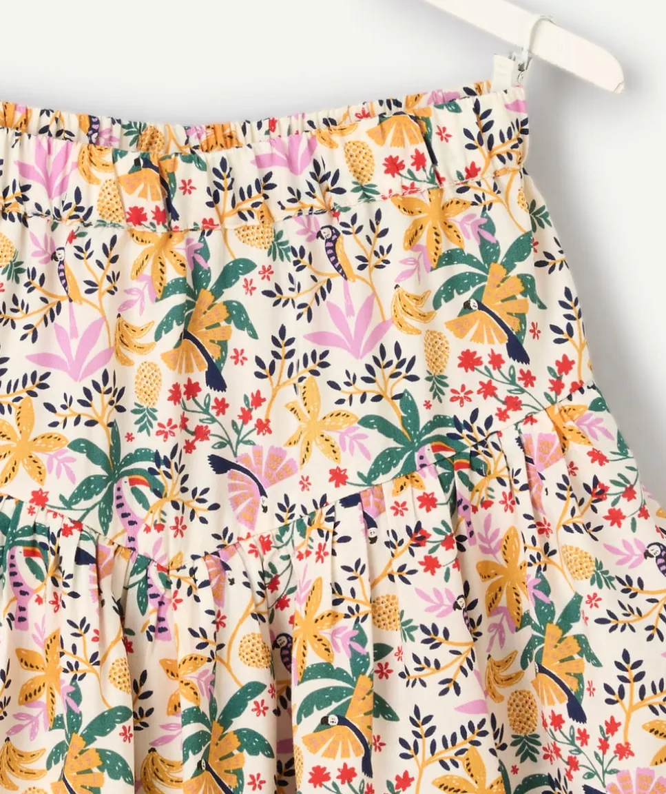 Jupe short fille imprimé tropical