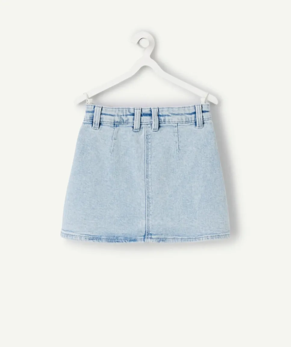 Jupe trapèze fille en denim bleu clair