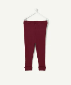 Legging bébé fille côtelé bordeaux