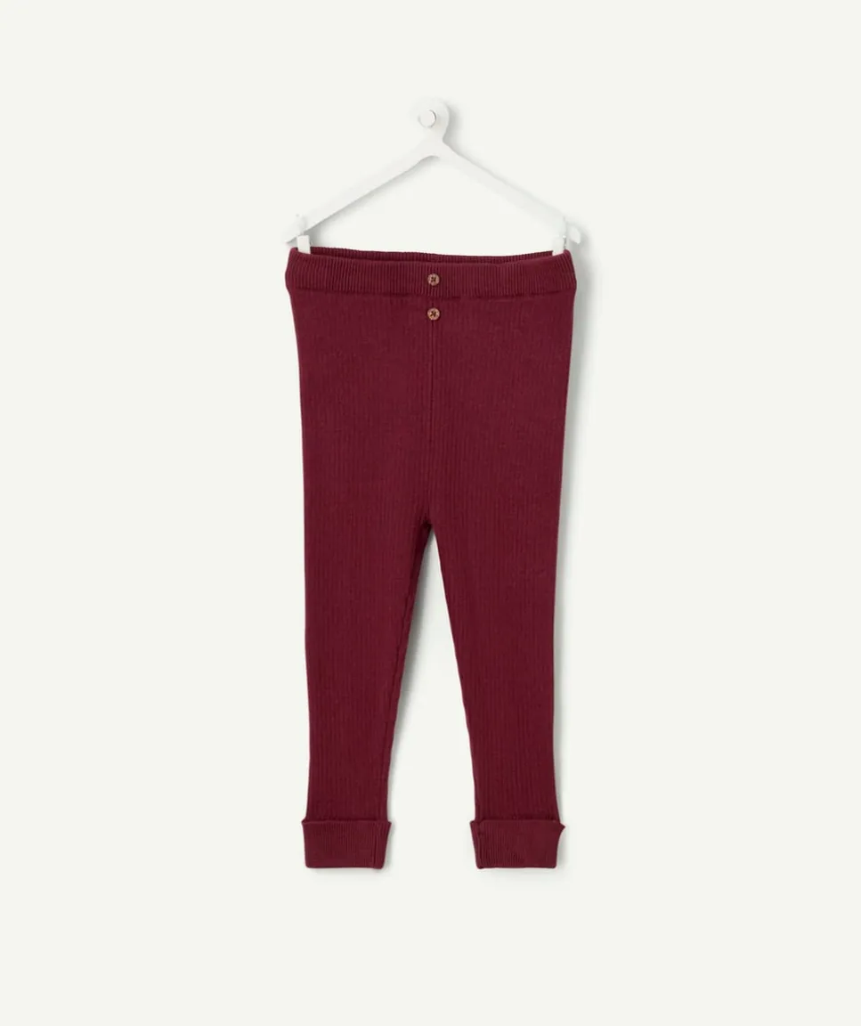 Legging bébé fille côtelé bordeaux