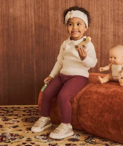Legging bébé fille côtelé bordeaux