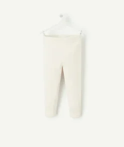 Legging bébé fille côtelé en coton biologique blanc