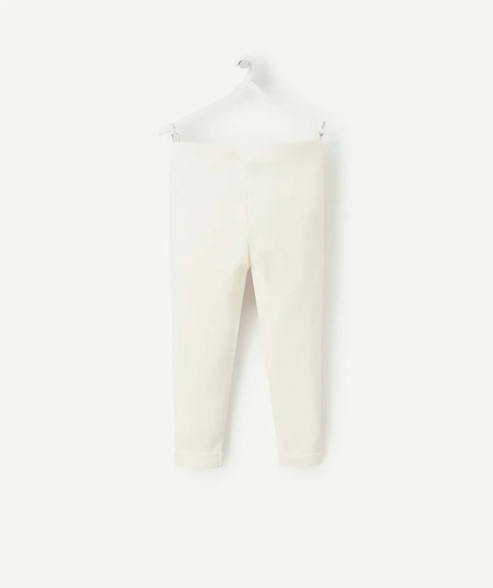 Legging bébé fille côtelé en coton biologique blanc