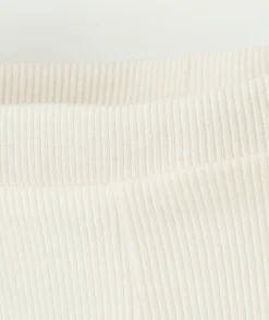 Legging bébé fille côtelé en coton biologique blanc