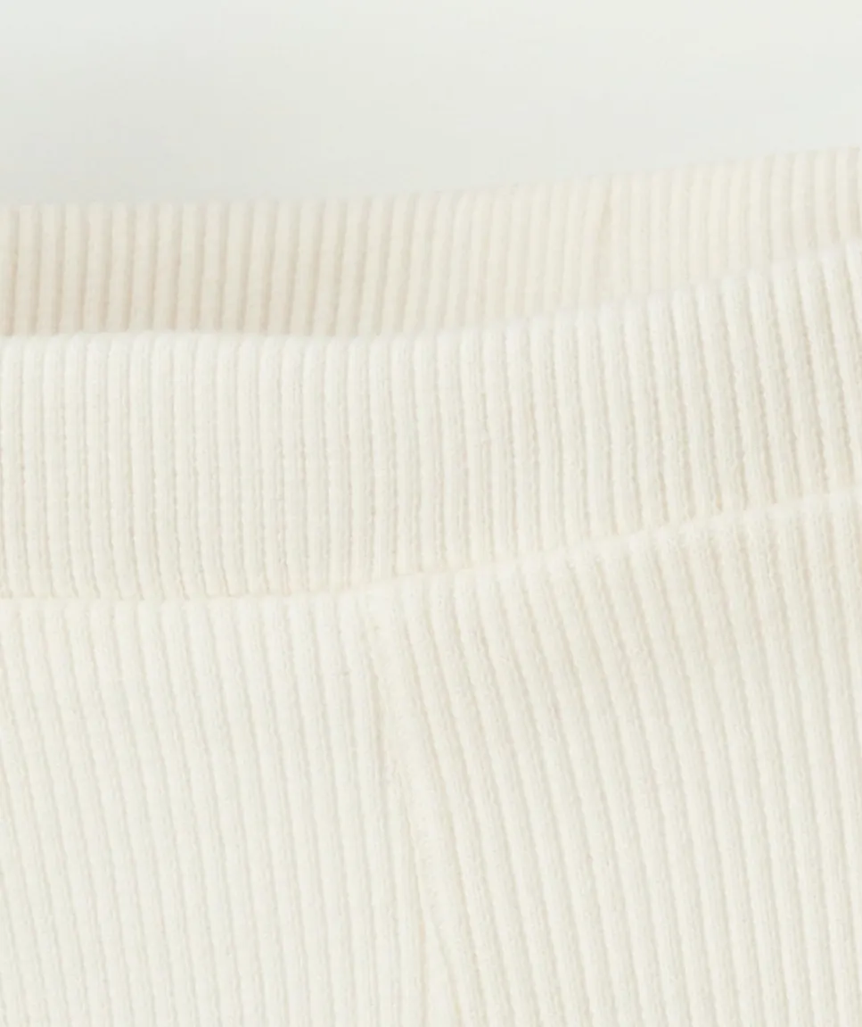 Legging bébé fille côtelé en coton biologique blanc