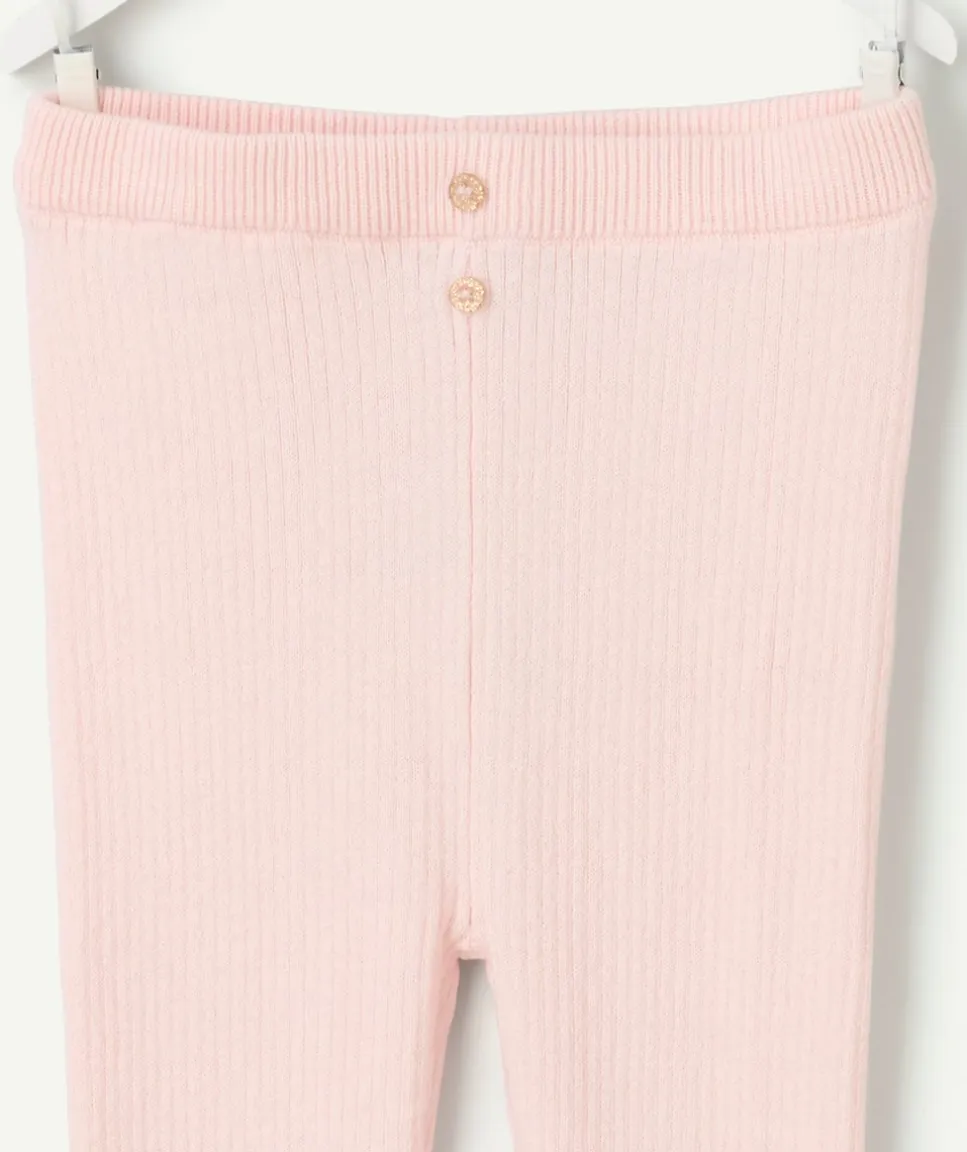 Legging bébé fille côtelé rose