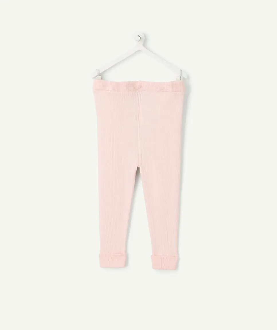 Legging bébé fille côtelé rose