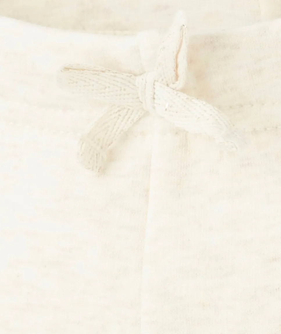 Legging bébé fille en fibres recyclées écru chiné avec noeud