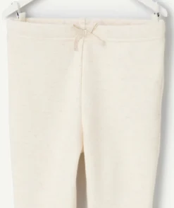 Legging bébé fille en fibres recyclées écru chiné avec noeud