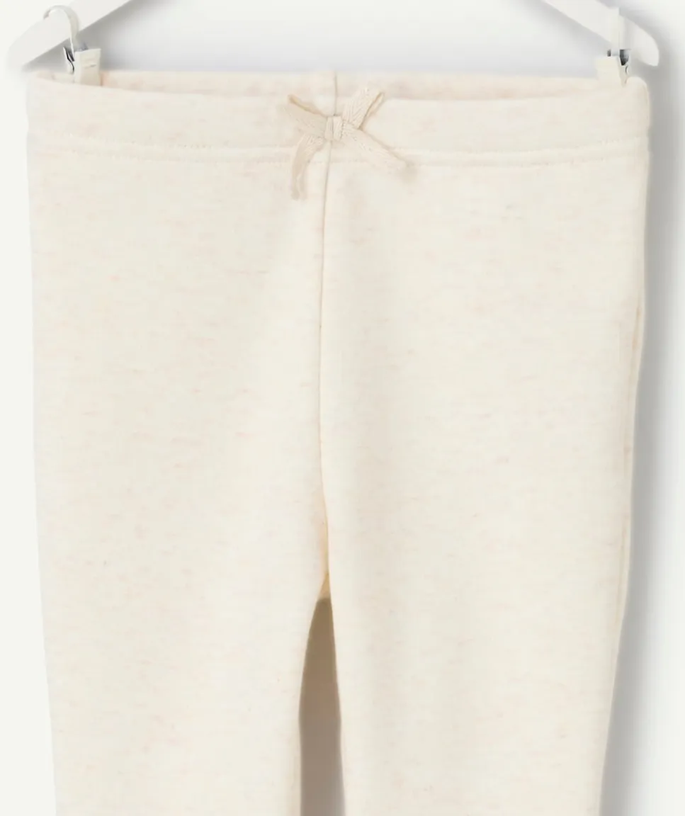 Legging bébé fille en fibres recyclées écru chiné avec noeud