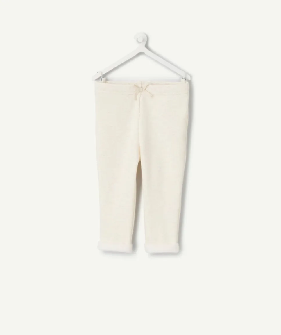 Legging bébé fille en fibres recyclées écru chiné avec noeud